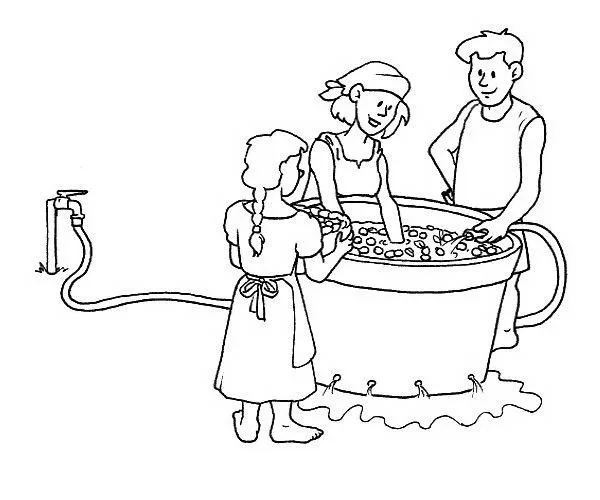 Niños haciendo aseo para colorear - Imagui