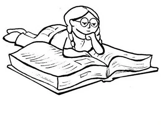 Niña leyendo gran libro para colorear - Dibujo Views Niña leyendo gran libro para colorear - Dibujo Views