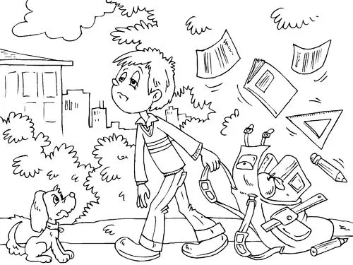 Colorea Tus Dibujos: Niño sin ganas de ir a clases para colorear y ...