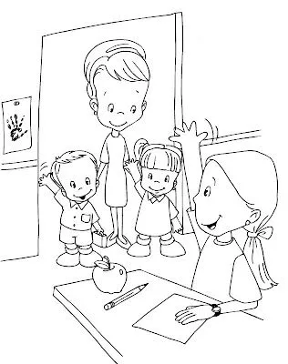 Colorea Tus Dibujos: Niños iniciando clase para colorear y pintar Colorea Tus Dibujos: Niños iniciando clase para colorear y pintar