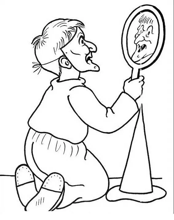 COLOREA TUS DIBUJOS: Persona con mascara viéndose en espejo COLOREA TUS DIBUJOS: Persona con mascara viéndose en espejo