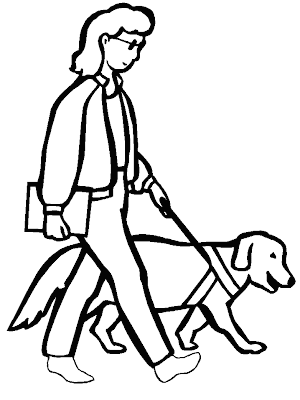 COLOREA TUS DIBUJOS: Persona con sequera caminando con perro guía COLOREA TUS DIBUJOS: Persona con sequera caminando con perro guía