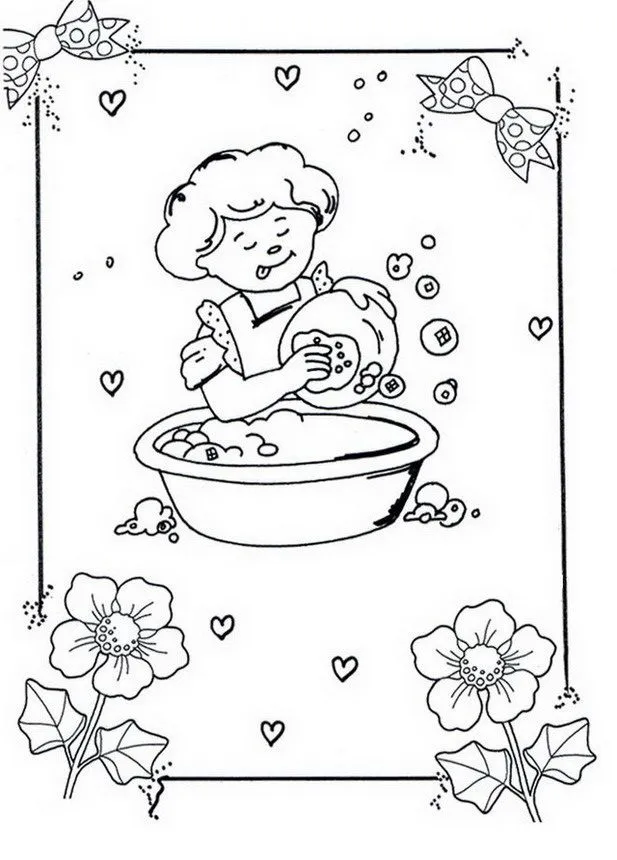 COLOREA TUS DIBUJOS: Mamá lavando platos para colorear y pintar COLOREA TUS DIBUJOS: Mamá lavando platos para colorear y pintar