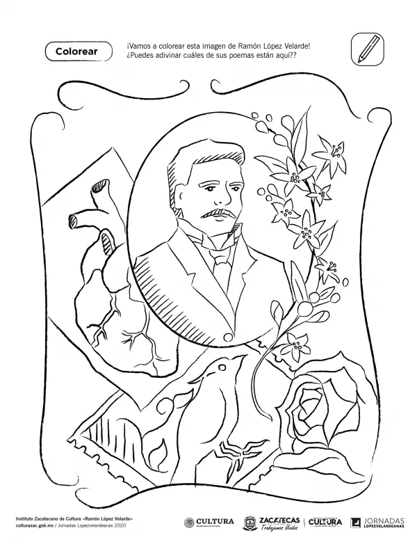 Colorea a Ramón López Velarde - Cultura en los estados Colorea a Ramón López Velarde - Cultura en los estados