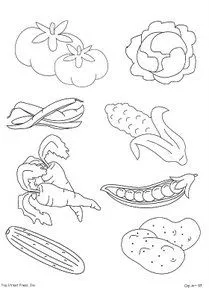 COLOREAR ALIMENTOS FRUTAS Y VERDURAS PARA COLOREAR