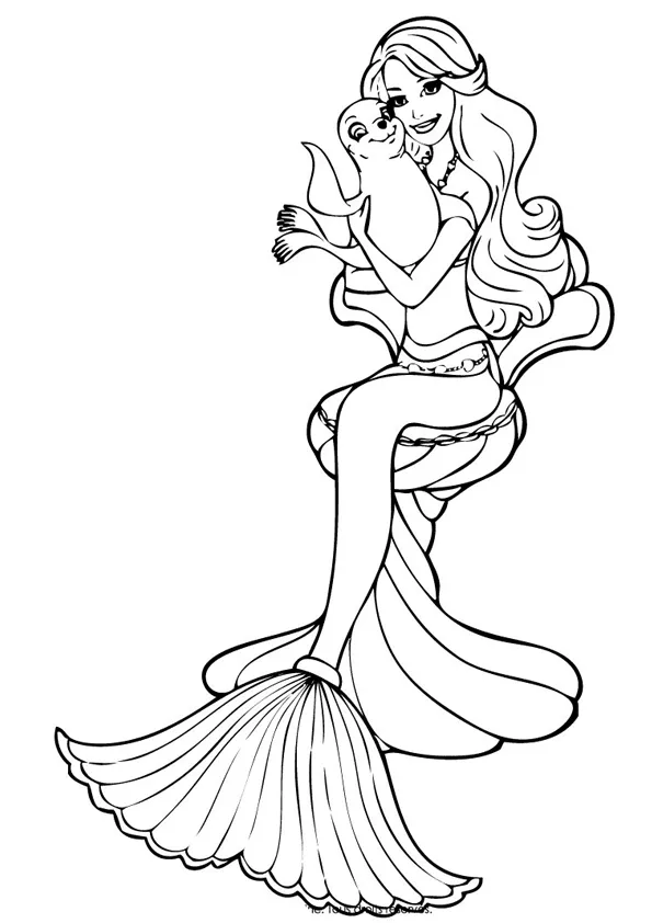 Colorear Barbie sirena | Dibujos para colorear