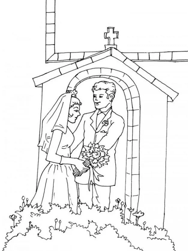colorear-boda-por-la-iglesia- ...