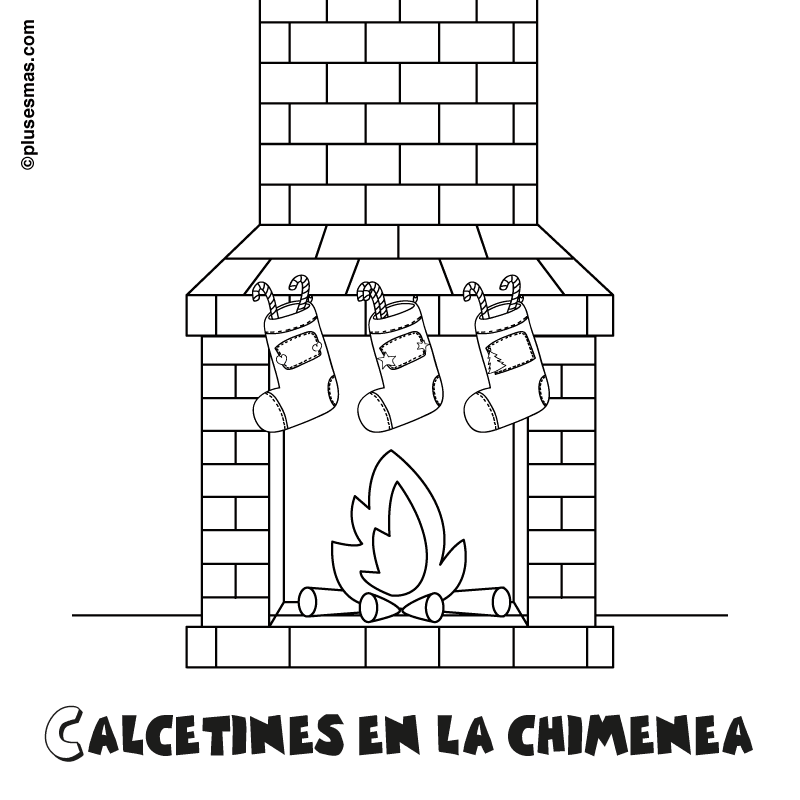 Colorear calcetines de navidad en la chimenea Colorear calcetines de navidad en la chimenea