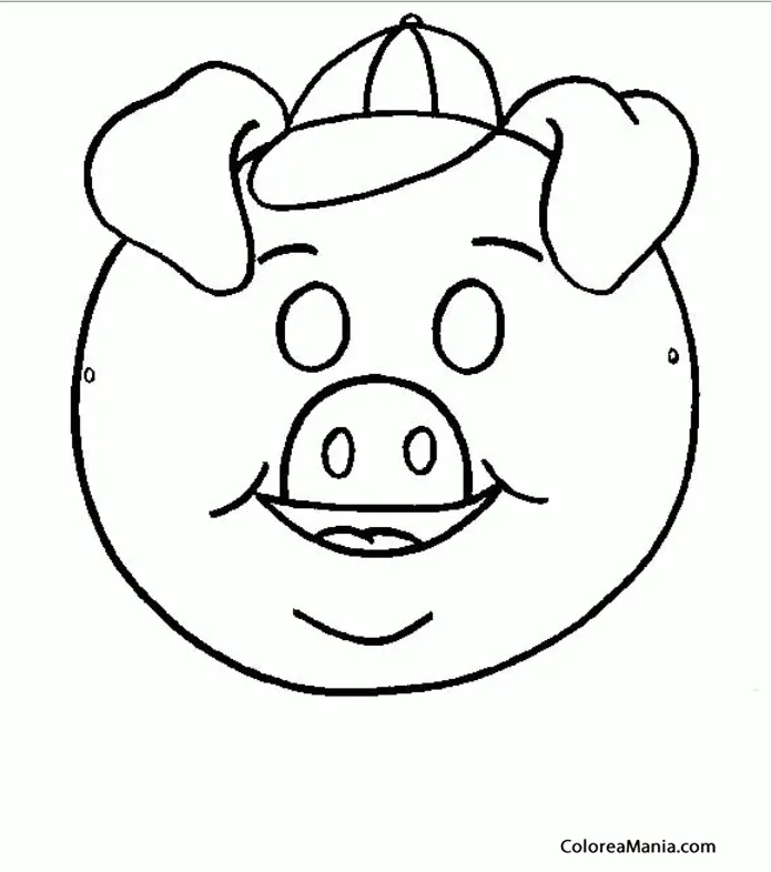 Colorear Careta cerdito con gorra (Máscara. Careta. Antifaz ), dibujo para colorear gratis Colorear Careta cerdito con gorra (Máscara. Careta. Antifaz ), dibujo para colorear gratis