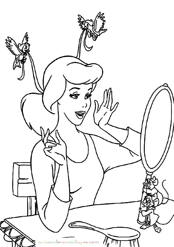 Colorear cenicienta peinandose | Colorear dibujos Colorear cenicienta peinandose | Colorear dibujos