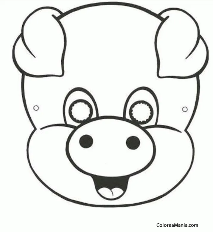 Colorear Cerdito (Máscara. Careta. Antifaz ), dibujo para colorear gratis Colorear Cerdito (Máscara. Careta. Antifaz ), dibujo para colorear gratis