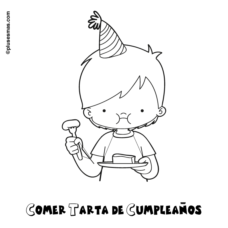 Colorear comer tarta de cumpleaños. Colorear con niños. Ocio en ... Colorear comer tarta de cumpleaños. Colorear con niños. Ocio en ...