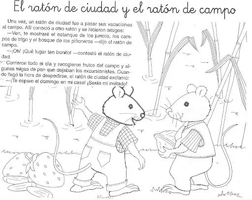 COLOREAR CUENTO RATON DE LA CIUDAD Y RATON DE CAMPO