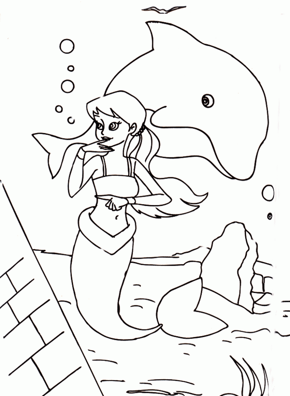 ... . Dibujos infantiles de Delfín con una sirena. Colorear Delfines ... . Dibujos infantiles de Delfín con una sirena. Colorear Delfines