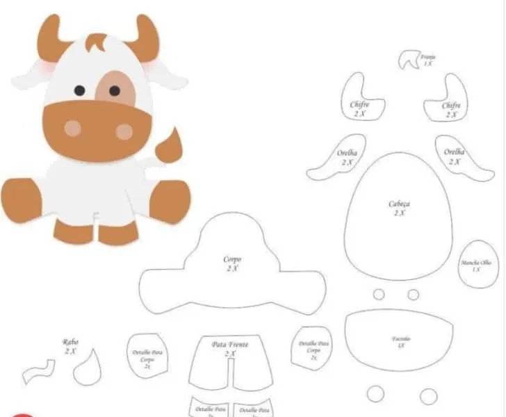 colorear tus dibujos: Moldes de vacas y toros para manualidades