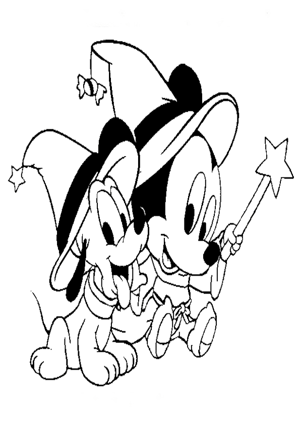 Mickey y Pluto bebes disney para colorear e imprimir gratis Mickey y Pluto bebes disney para colorear e imprimir gratis