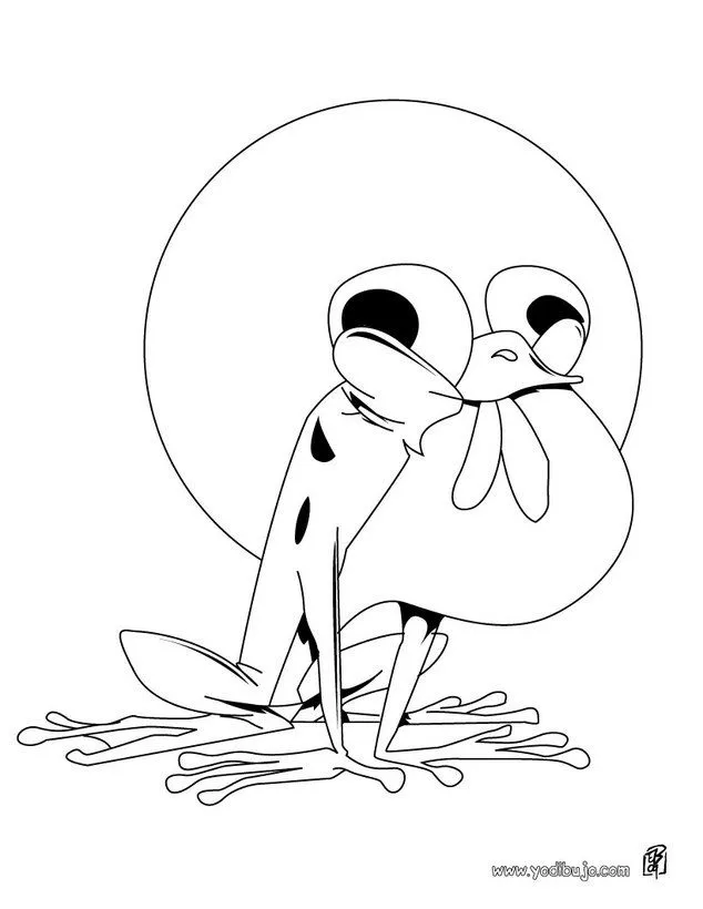 Colorear dibujos RANA, rana comiendo el mosquito para imprimir