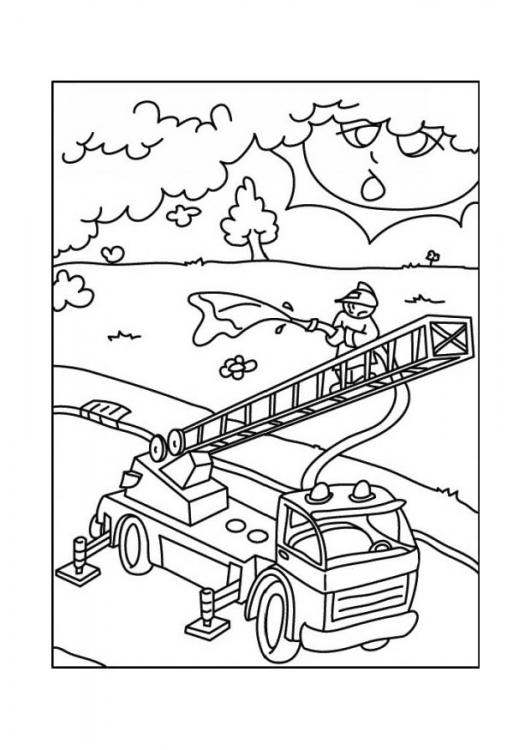 colorear dibujos y unir puntos: pintar y colorear camion de bomberos
