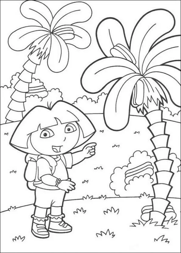 Dibujo de Dora con palmeras para colorear. Dibujos infantiles de ... Dibujo de Dora con palmeras para colorear. Dibujos infantiles de ...