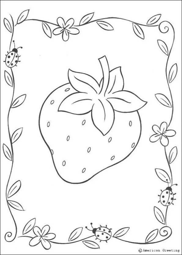 colorear-fresa-6-dibujos- ...