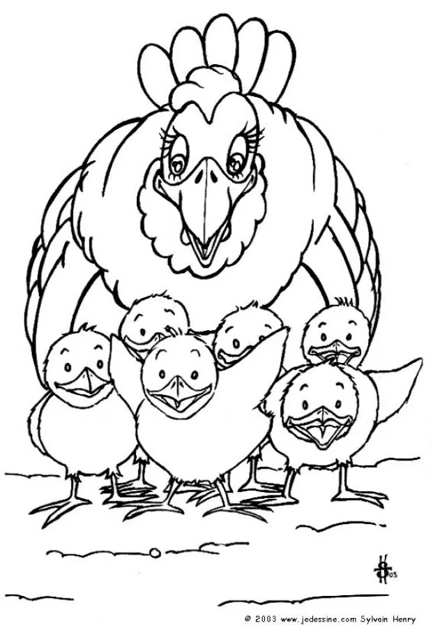 Colorear GALLINAS, Gallina con sus pollitos para imprimir Colorear GALLINAS, Gallina con sus pollitos para imprimir