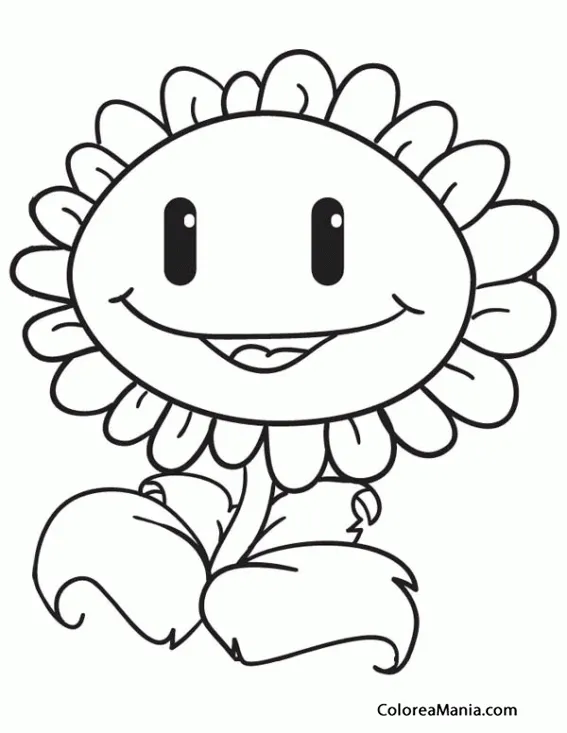 Colorear Girasol (Plants vs Zombies), dibujo para colorear gratis Colorear Girasol (Plants vs Zombies), dibujo para colorear gratis