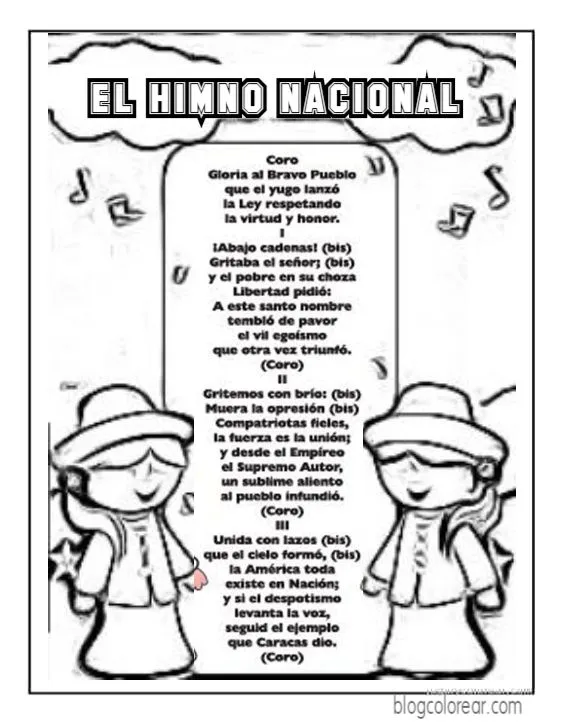 Colorear Día del Himno Nacional de Venezuela - Colorear dibujos infantiles Colorear Día del Himno Nacional de Venezuela - Colorear dibujos infantiles