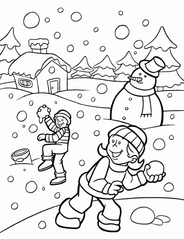 Dibujo de Invierno para colorear. Dibujos infantiles de Invierno ... Dibujo de Invierno para colorear. Dibujos infantiles de Invierno ...