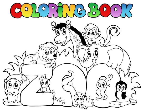 Para colorear libro muestra zoológico con animales — Vector stock ... Para colorear libro muestra zoológico con animales — Vector stock ...