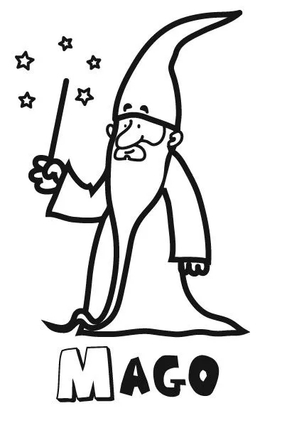 Colorear un mago. Colorear con niños. Ocio en casa. Plusesmas.