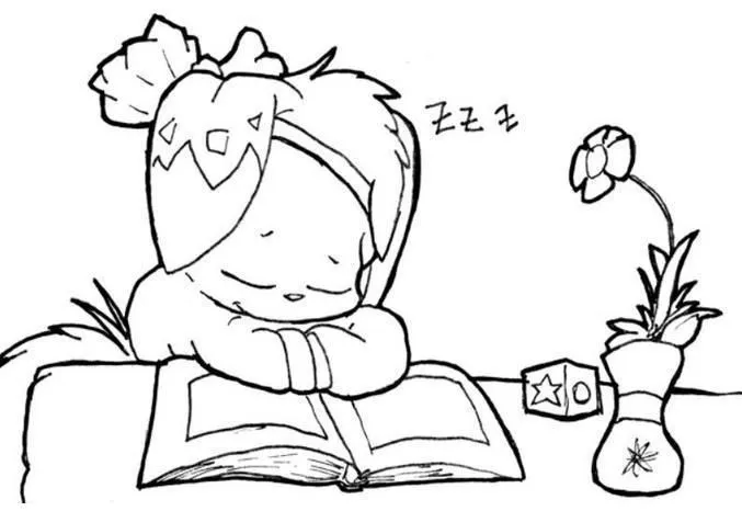 Colorear a niña que estudiando mucho, se quedo dormida - Portal ...