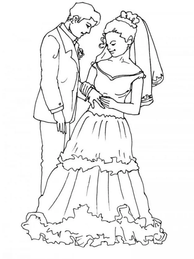 colorear-novios-dibujos- ...