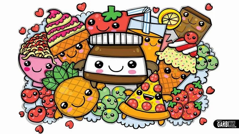 Colorear una Nutella y comida Kawaii - Graffiti por Garbi KW ... Colorear una Nutella y comida Kawaii - Graffiti por Garbi KW ...
