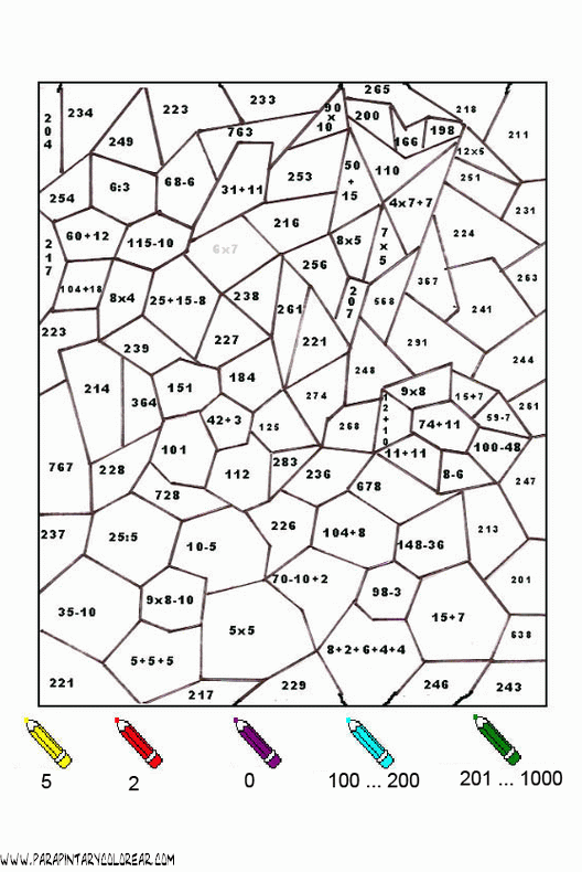 Colorear con operaciones matemáticas - Manualidades a Raudales