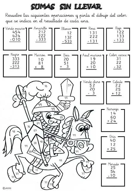 Colorear con operaciones matemáticas - Manualidades a Raudales Colorear con operaciones matemáticas - Manualidades a Raudales