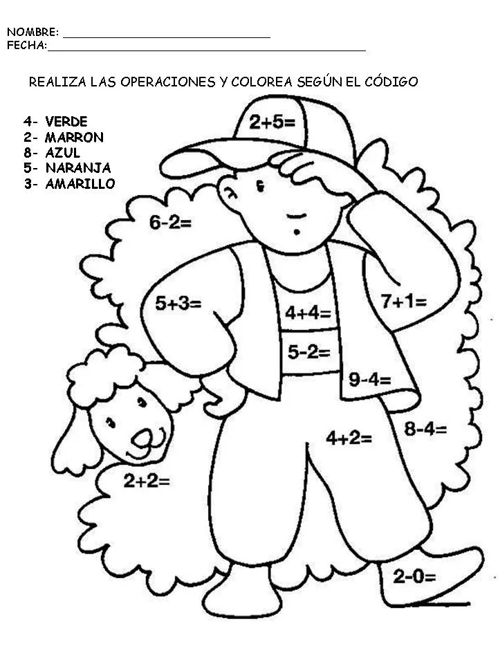 Colorear con operaciones matemáticas - Manualidades a Raudales