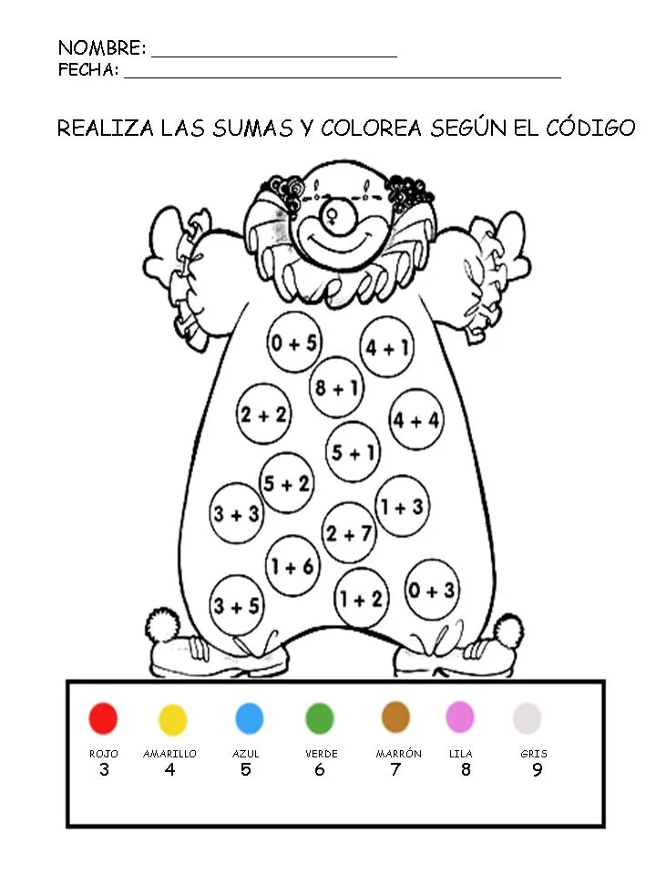 Colorear con operaciones matemáticas - Manualidades a Raudales