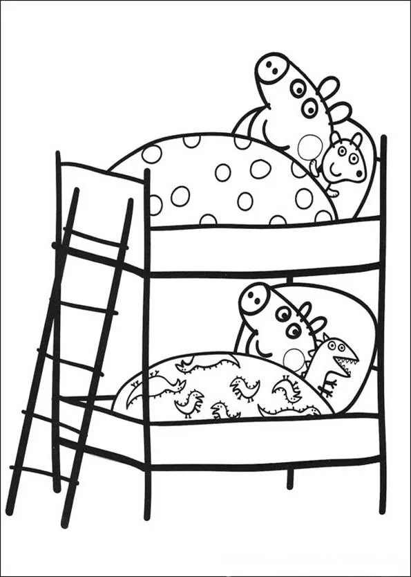 Colorear a Peppa Pig en su habitación durmiendo en litera ... Colorear a Peppa Pig en su habitación durmiendo en litera ...