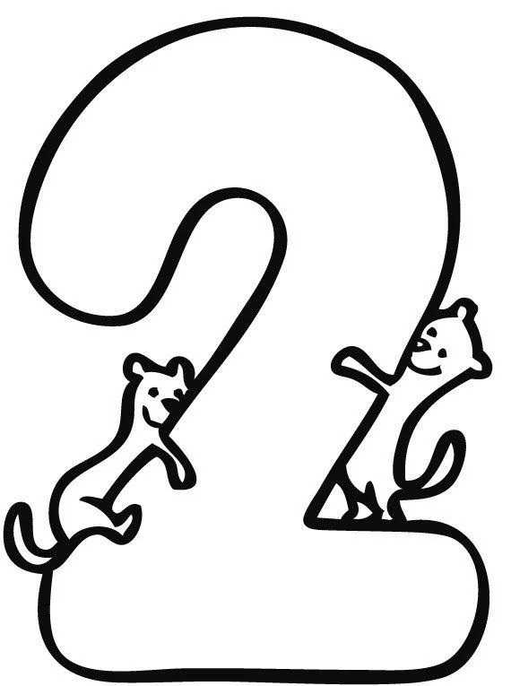 para colorear y pintar del número 2 para los niños