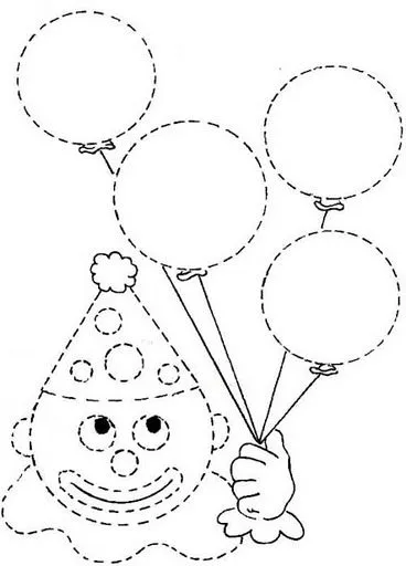 ... PARA COLOREAR Y PUNTEAR:PAYASO CON GLOBOS : COSAS PARA NIÑOS