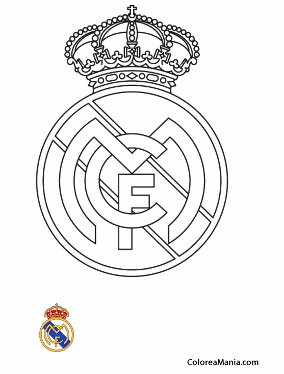 Colorear Real Madrid (Escudos equipos de Fútbol), dibujo para colorear gratis Colorear Real Madrid (Escudos equipos de Fútbol), dibujo para colorear gratis