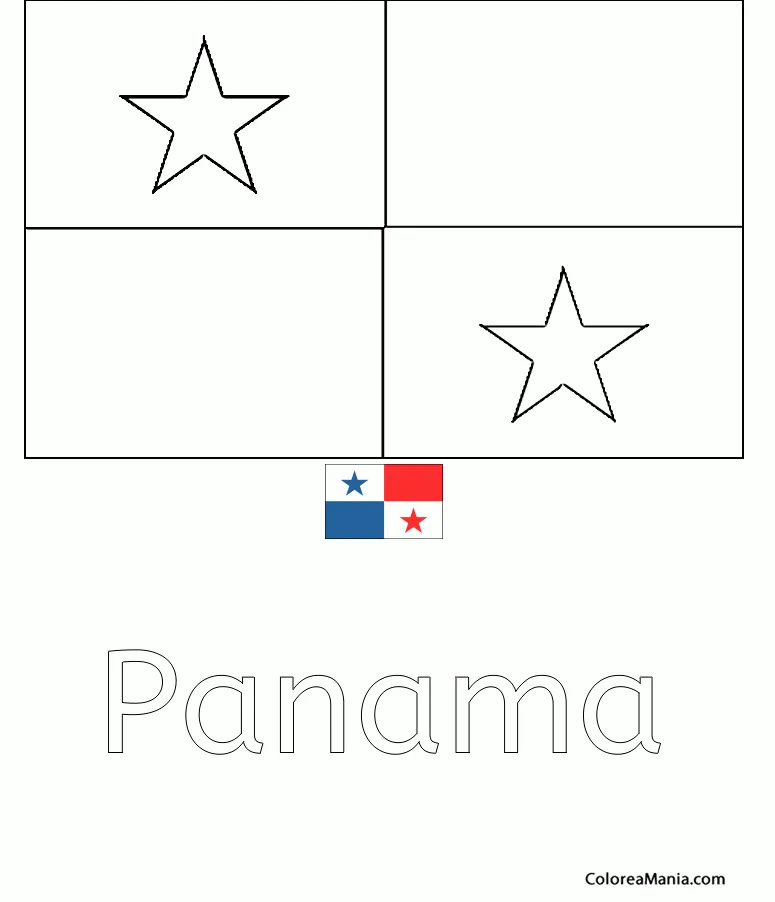 Colorear República de Panamá (Banderas de paises), dibujo para colorear gratis Colorear República de Panamá (Banderas de paises), dibujo para colorear gratis