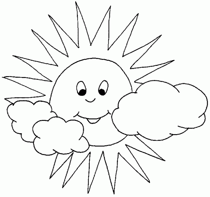 Dibujo de Sol y nubes para colorear. Dibujos infantiles de Sol y ... Dibujo de Sol y nubes para colorear. Dibujos infantiles de Sol y ...