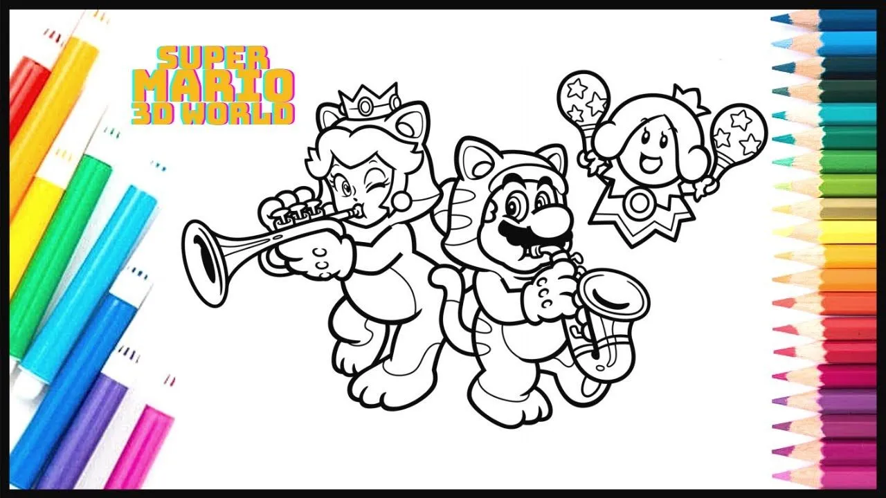 Colorear a Super Mario 3D World/Coloring Pages for kids/Dibujos Faciles Paso a Paso/Super Mario Bros - YouTube