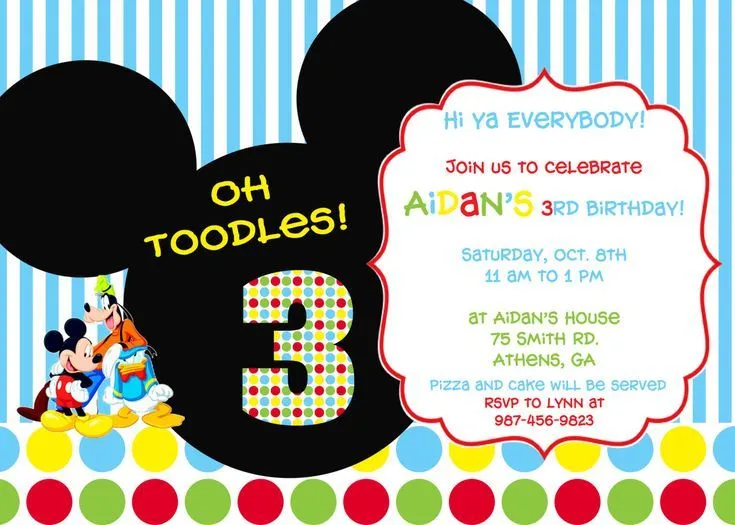 Colorful Mickey Mouse Clubhouse Party Invitation Colorful Mickey Mouse Clubhouse Party Invitation