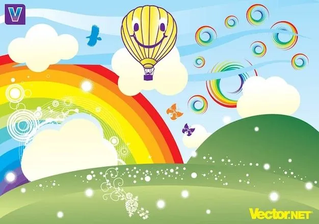 Colorido paisaje con el arco iris | Descargar Vectores gratis Colorido paisaje con el arco iris | Descargar Vectores gratis