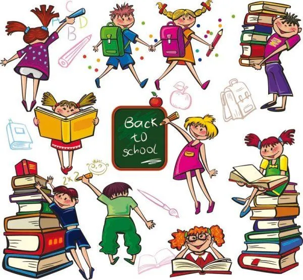 Coloridos dibujos animados niños y niñas 01 - Vector imagen lindo ...