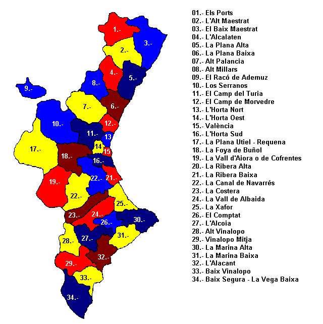 COMARCAS COMUNIDAD VALENCIANA