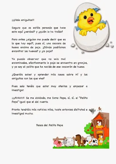 COMENZAMOS PROYECTO: “EL POLLITO” | Clases de 5 años del Ceip ...