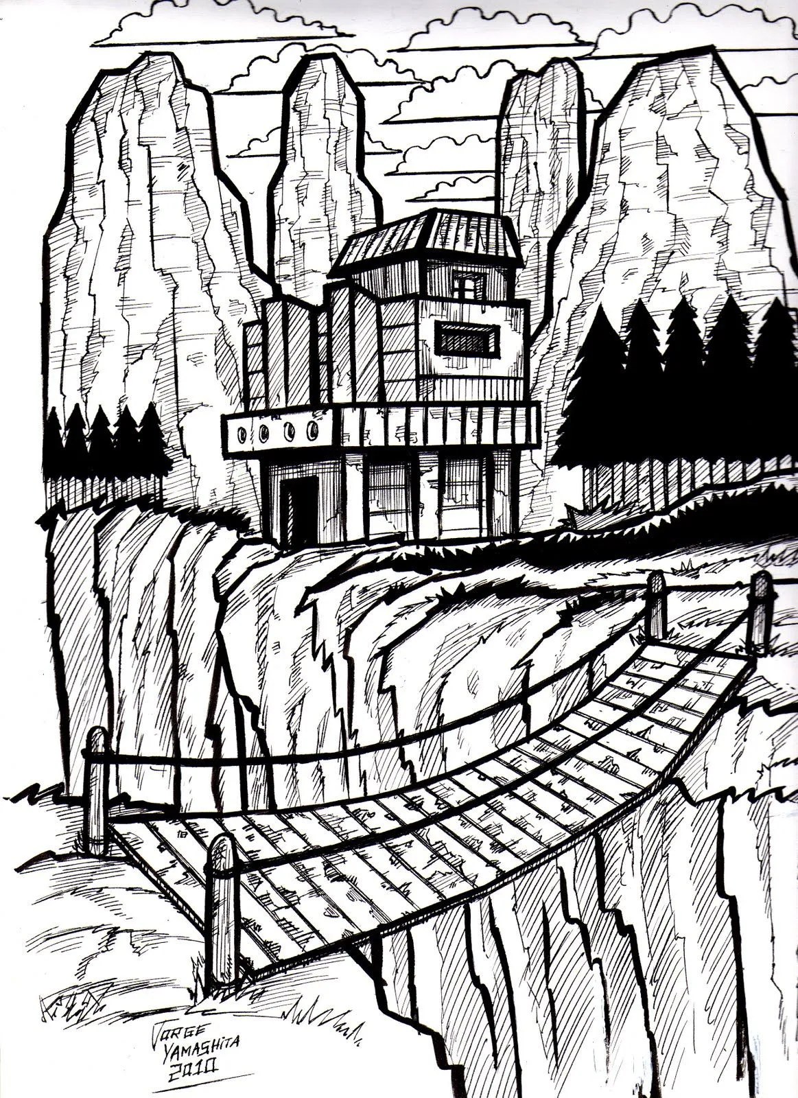 Comic Manga Dibujos: Paisaje Casa enbrujada Comic Manga Dibujos: Paisaje Casa enbrujada